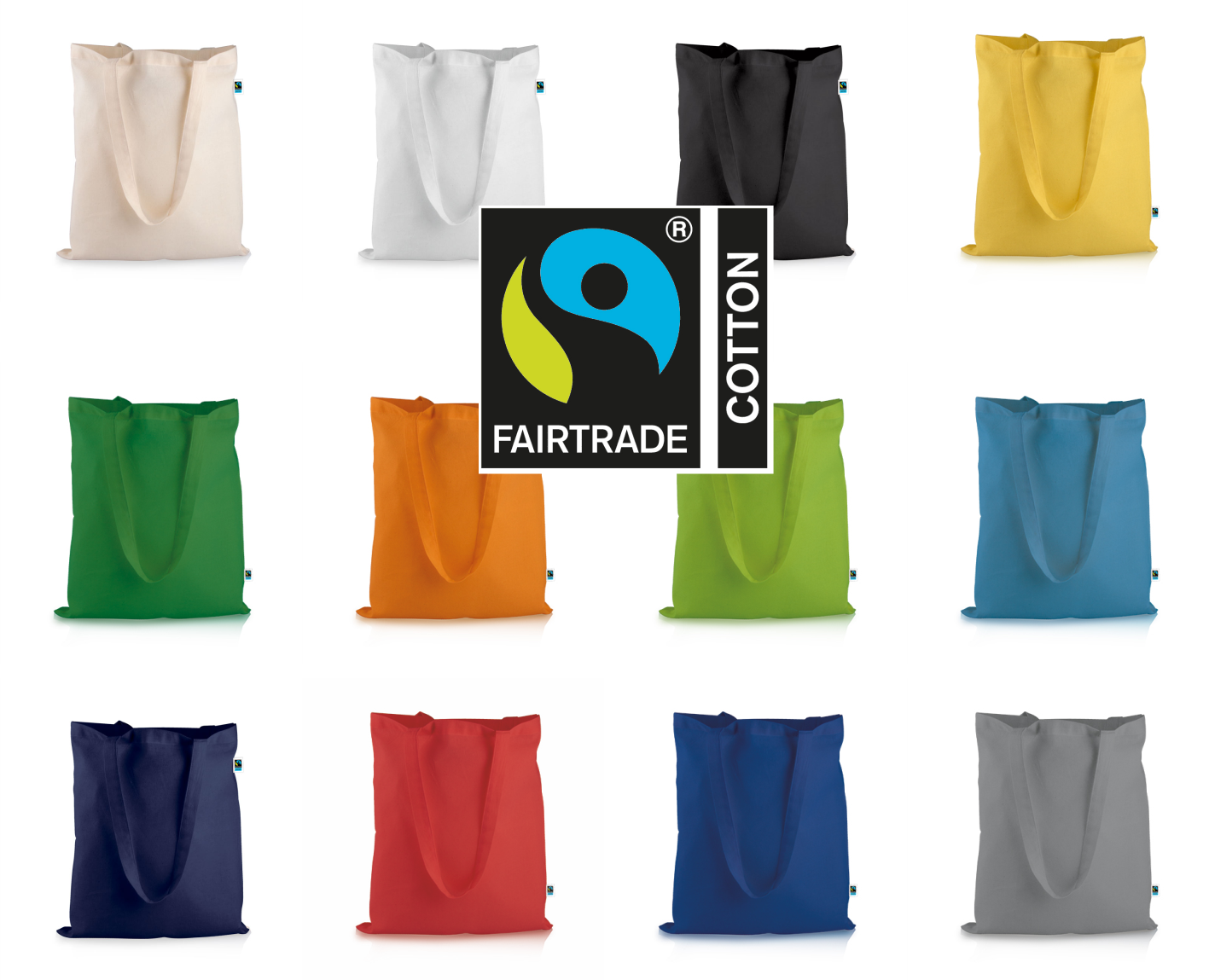 Fairtrade Baumwolltasche incl. Wunschdruck mit langen Henkeln