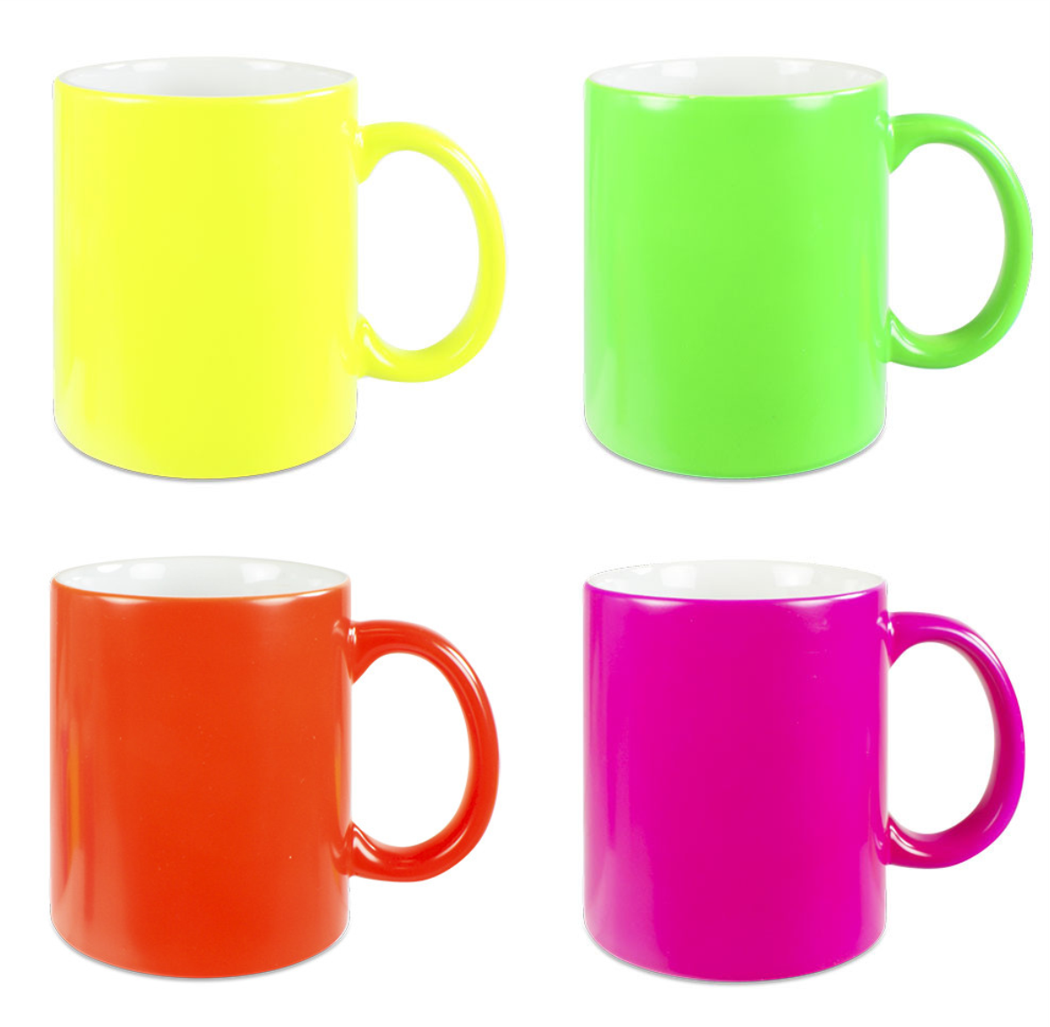 Neonfarbene Tasse mit Wunschdruck