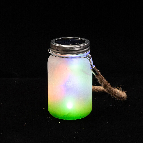 Lampionglas mit Solardeckel und LED Leuchte inkl. Wunschdruck