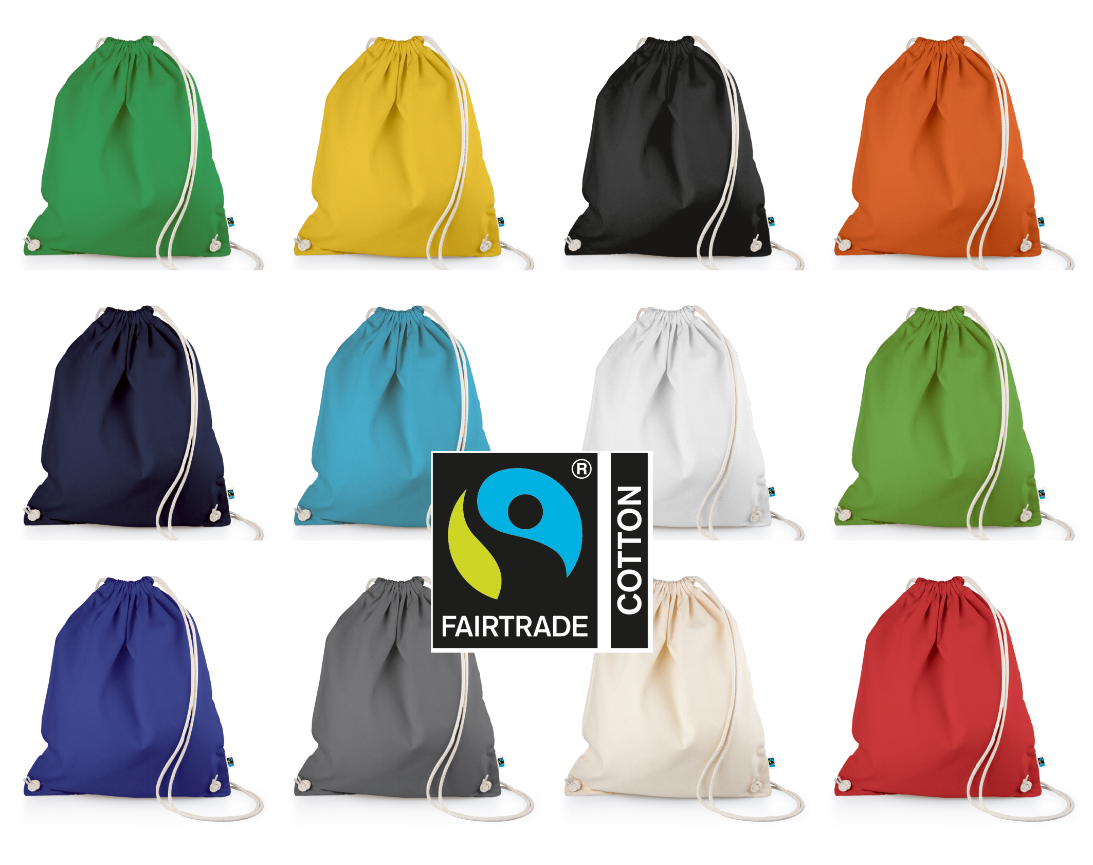 Fairtrade Rucksack mit Kordelzug incl. Wunschdruck